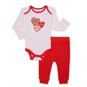 Wonder Nation Girls Valentine's Day Outfit Set 2-piece 6-9m